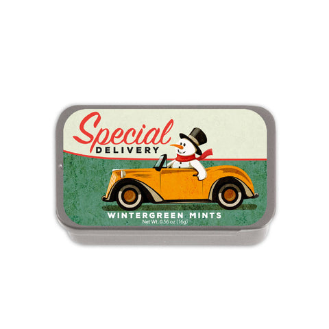 Snowman Special Delivery Slyder Tin