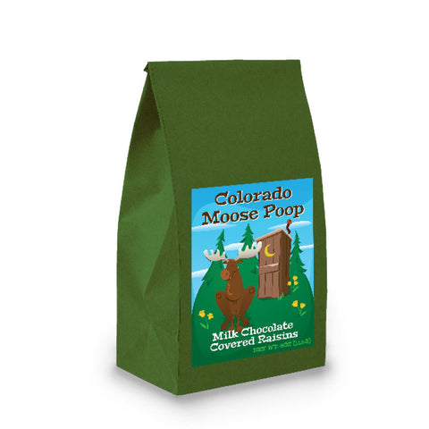 Dark Green Poop Bag with Milk Chocolate Covered Raisins