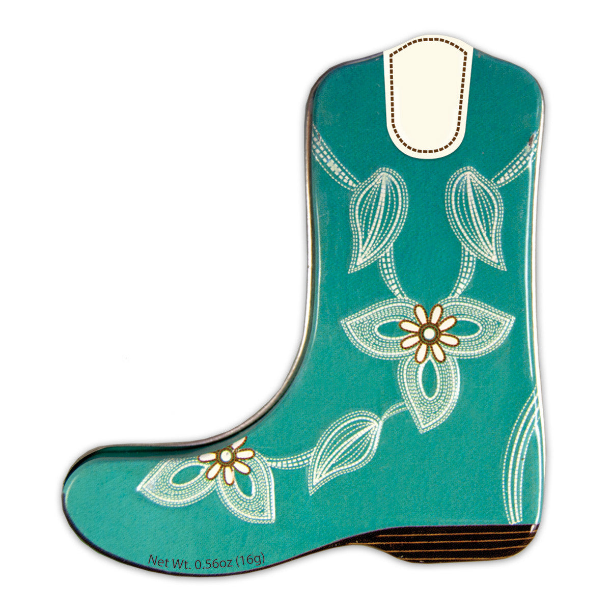 Turquoise Cowboy Boot Shaped Tin - MTR5006F
