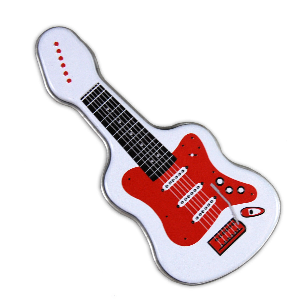 White Electric Guitar Shaped Tin - MTR4045F